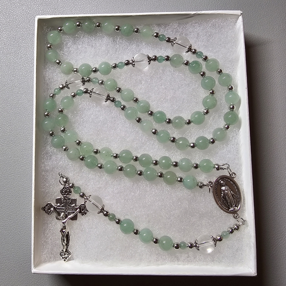 Large One Of A Kind Hand Crafted Rosary Made With Natural Green Adventurine